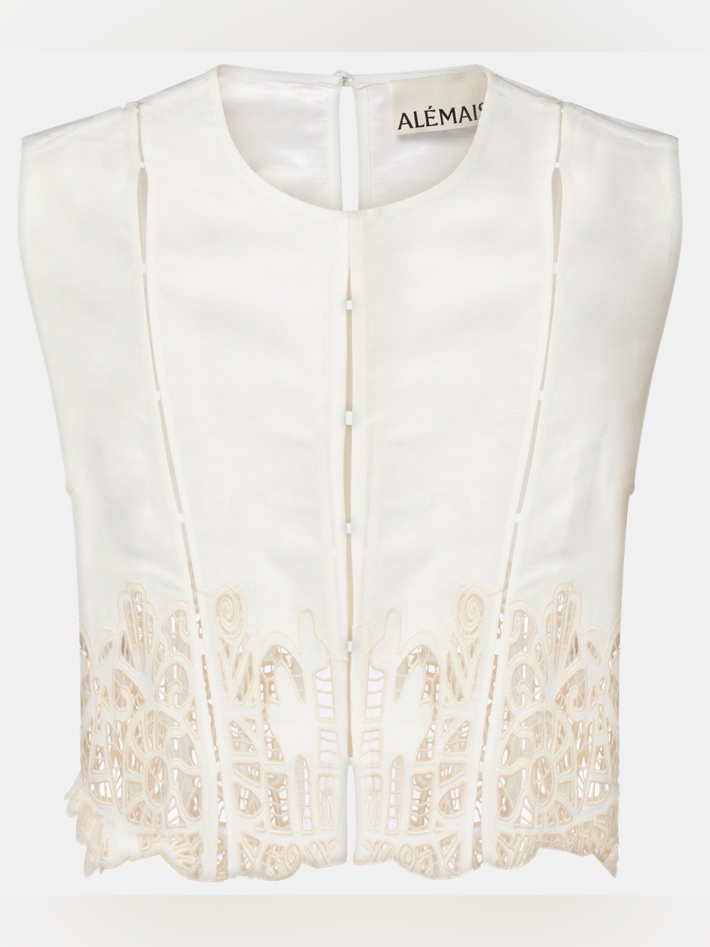 ALÉMAIS Rosemary Embroidered Linen-blend Top